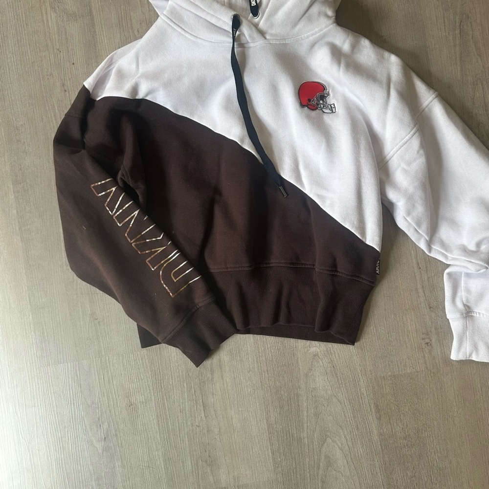 DKNY White and Brown Hoodie